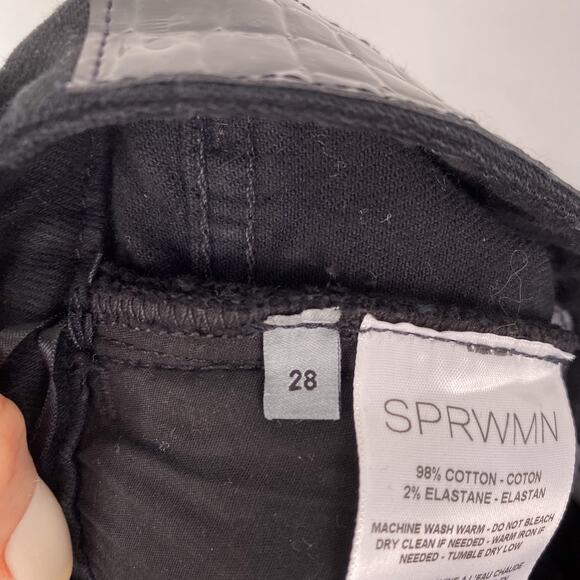 SPRWMN Los Angeles Stevie Micro Flare High Rise Black Denim Jeans 28 - Picture 7 of 8